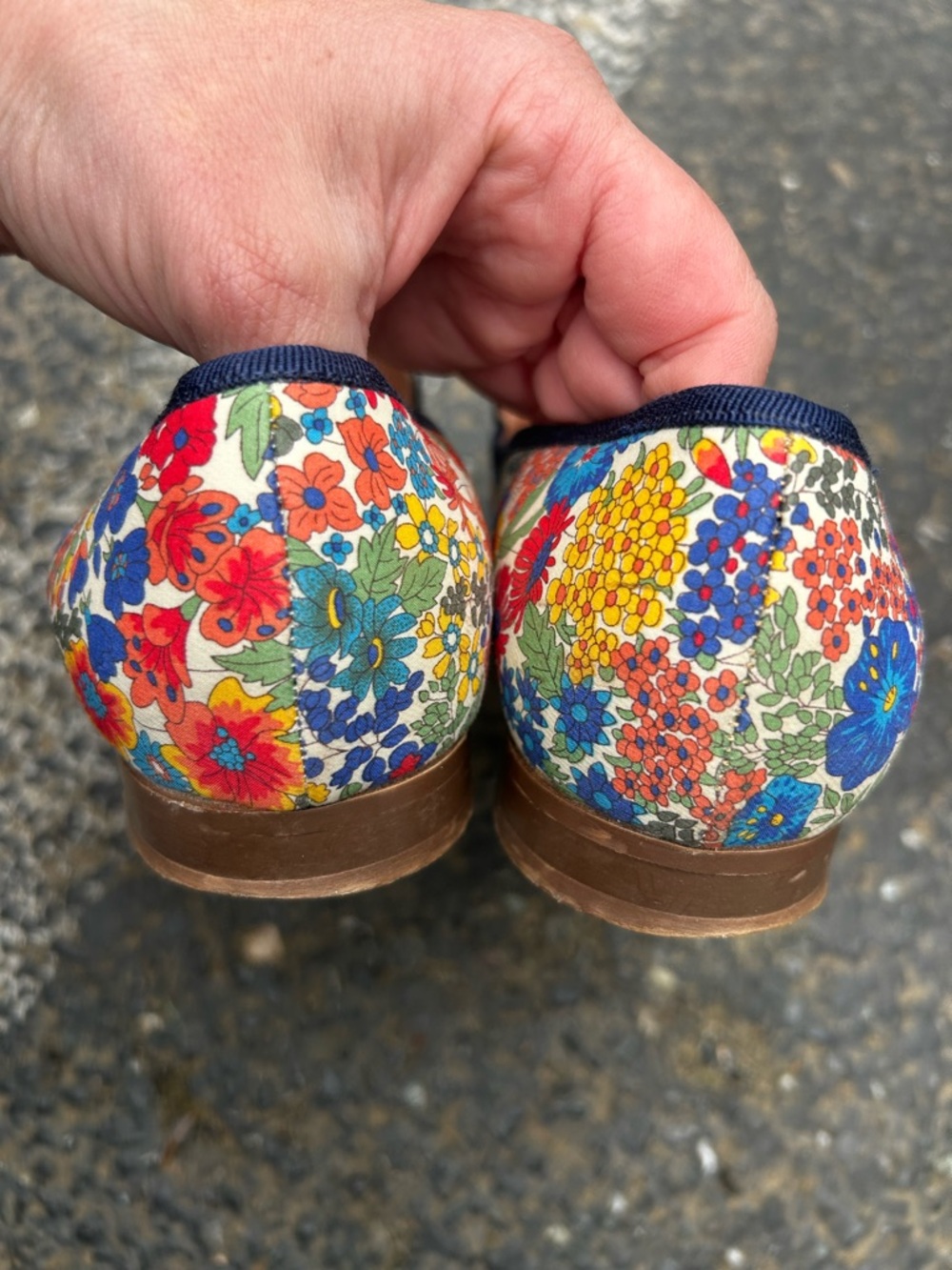 J. Crew Floral Canvas Slip-On Loafers - Blue, Red, Yellow - Picture 3 of 11